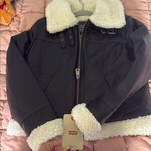 Levi's Black Jacket with White Sherpa Collar